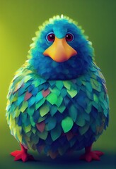 An adorable doodo bird created by artificial intelligence using a 3D CGI style akin to modern American animation studios.