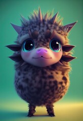An adorable javelina created by artificial intelligence using a 3D CGI style akin to modern American animation studios. - obrazy, fototapety, plakaty