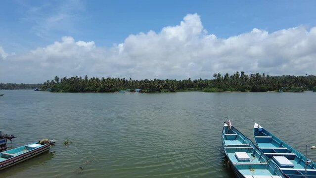 Fishing boats, Thamirabarani River, Kanyakumari district, Tamil Nadu