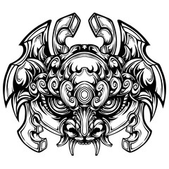 Japanese mask tattoo vector illustration