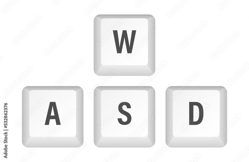 Fototapete wasd computer keyboard buttons. desktop interface. web icon. gaming and cybersport. stock illustrati