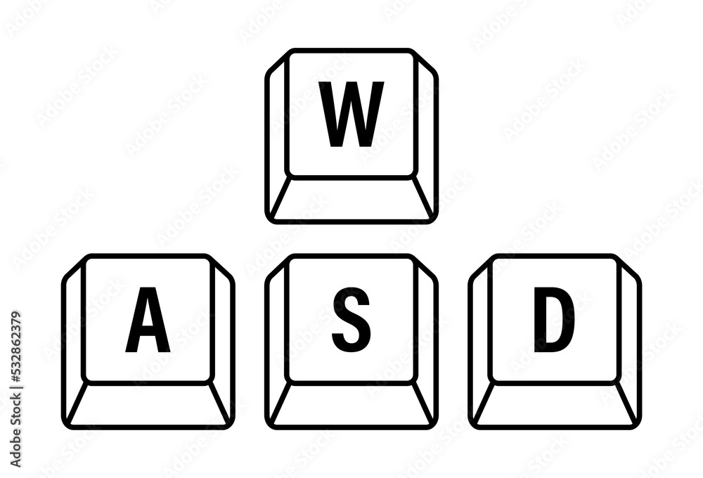 Fototapete wasd computer keyboard buttons. desktop interface. web icon. gaming and cybersport. stock illustrati