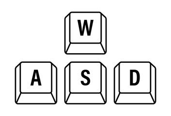 WASD computer keyboard buttons. Desktop interface. Web icon. Gaming and cybersport.  stock illustration.