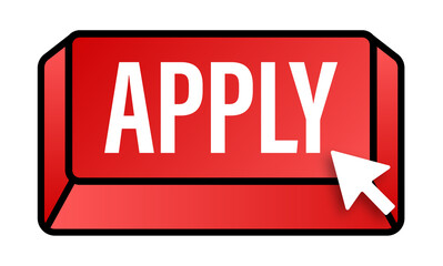 Apply with cursor button. Internet icon. Pointer click icon.  stock illustration.