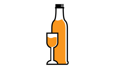 orange syrup in the bottle and glass vector