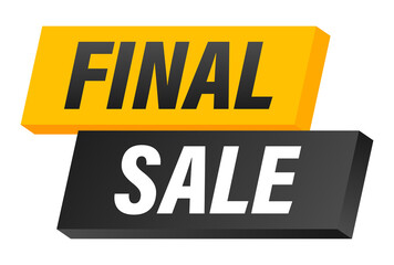 Final sale banner design. Banner sale tag. Special offer symbol. Shop market poster. Web design.  stock illustration