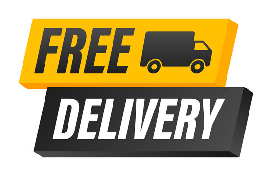 Free delivery. Badge with truck.  stock illustrtaion.