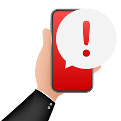 Alert message mobile notification. Danger error alerts, smartphone virus problem or insecure messaging spam problems notifications.  stock illustration.