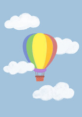 hot air balloon in the sky, illustration