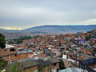 View of the getho or comuna in Medellin, Colombia.