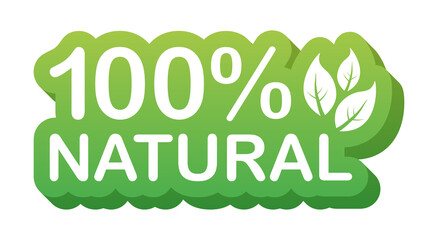 Green 100 natural in modern style. Vegetarian healthy food. Nature, ecology.  stock illustration.