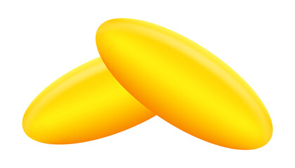 Fish oil pill. Realistic icon on gold backdrop. Icon for healthcare design.  stock illustration.