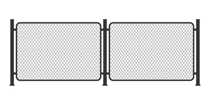 Fence wire metal chain link. Prison barrier, secured property.  stock illustration.