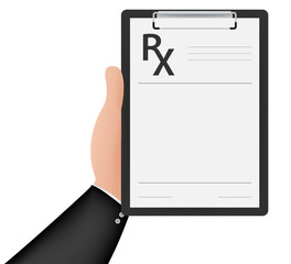 Blank Rx prescription form isolated on white background.  stock illustration. © DG-Studio