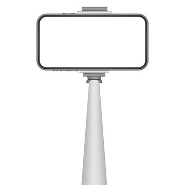 Monopod Selfie stick with empty smartphone screen. Stick for selfie.  stock illustration.