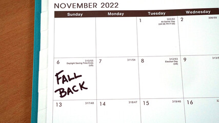 Calendar reminder to fall back - or set the clocks back an hour - at the end of Daylight Saving...