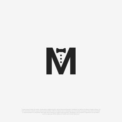 gentleman initial M logo icon on isolated background