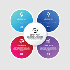 Circular Connection Steps business Infographic Template with 4 Element