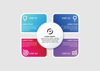 Connecting Steps business Infographic Template with 4 Elements