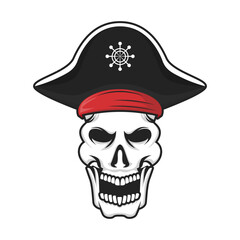 pirate skull head vector illustration