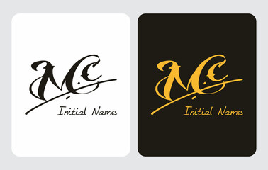 Obraz premium Mc M c initial handwriting Mc initial handwriting signature logo template vector hand lettering for designs or for identity