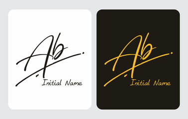 Ab A b initial handwriting Ab initial handwriting signature logo template vector hand lettering for designs or for identity