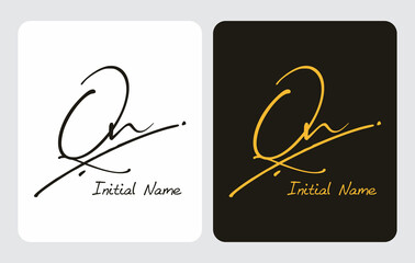 Qn Q n initial handwriting Qn initial handwriting signature logo template vector hand lettering for designs or for identity