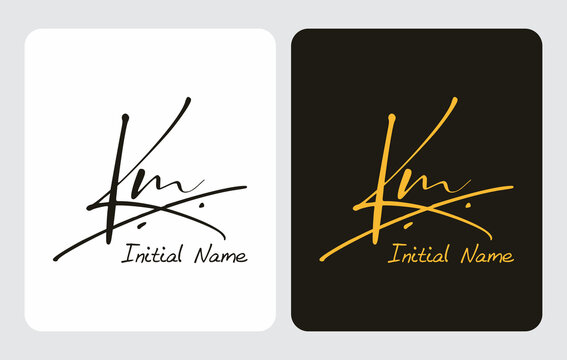 Km K m initial handwriting Km initial handwriting signature logo template vector hand lettering for designs or for identity