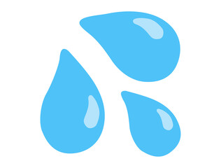 Three light blue droplets icon, as sweat beads, splashing down to right - 532868538