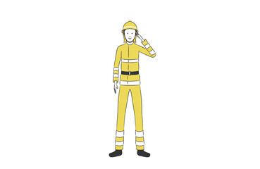 消防士の男性のシンプルなイラスト