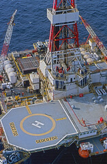 Aerial image of the SEDCO 702  drilling rig in Bass Strait, Australia.