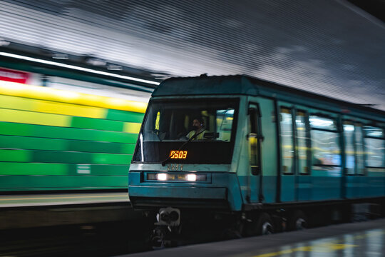 Santiago, Chile -  January 2022: A Metro De Santiago Train At Line 5