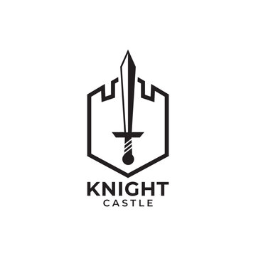 knight castle logo icon vector illustration design template.
