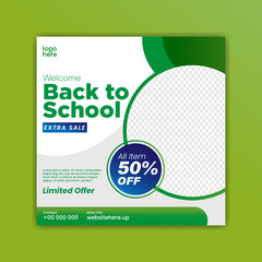 Back To School sale social media, flayer, poster template