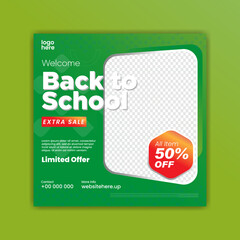 Back To School sale social media, flayer, poster template