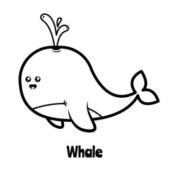 Fototapeta premium Coloring page of cute whale