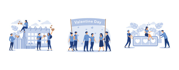 in the calendar mark the date, graphics suitable for decorating posters, roulette fell on the hearts, set flat vector modern illustration