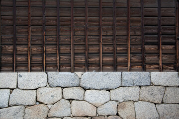timber and stone wall