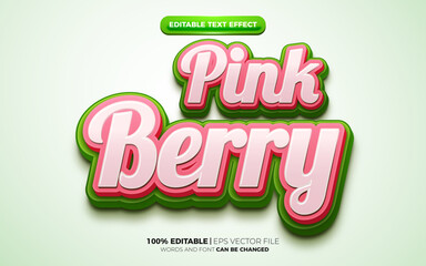 fresh pink berry nature 3d logo template editable text effect style