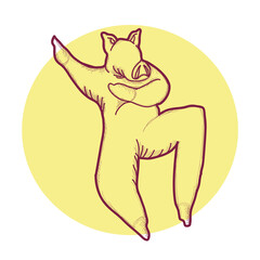 Vector illustration piggy on chill out pose