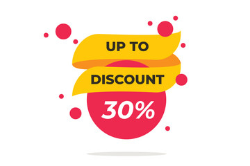 Up to 30% off Sale. Discount offer price sign concept. Vector illustration.
