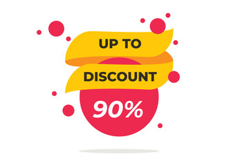 Up to 90% off Sale. Discount offer price sign concept. Vector illustration.