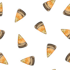 Halloween seamless pattern of popcorn watercolor elements