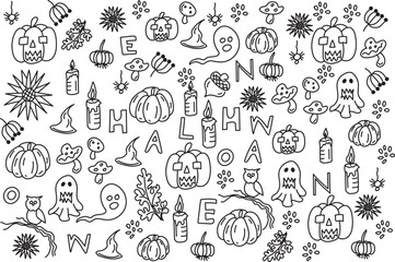illustration line of the Halloween pattern background.