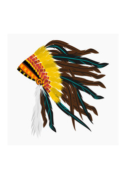 Editable Isolated Side View Native American Headdress Vector Illustration for Traditional Culture and History Related Design