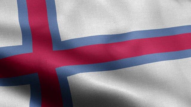 Flag Of Faroe Islands - Highly detailed animation of the Faroe Islands flag - Seamless loop - Highly Detailed Flag - The flag of fluttering in the wind - Highly detailed animation of the flag