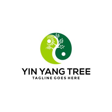 Yin Yang tree Logo Template Design Creative idea 