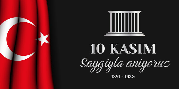 realistic 10 kasim saygiyla aniyoruz banner illustration