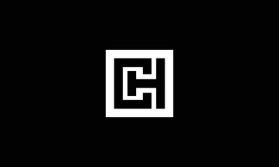 Obraz premium logo letter CH simple design, concept icon initial C and H monogram.