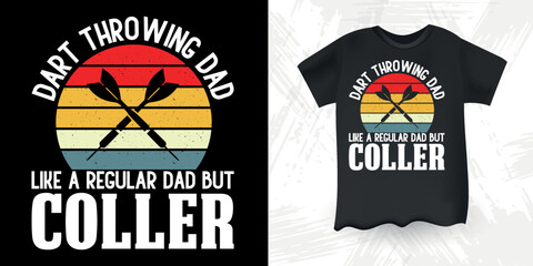 Dad Lover Funny  Dart Player Retro Vintage Father's Day Dart Throwing T-Shirt Design